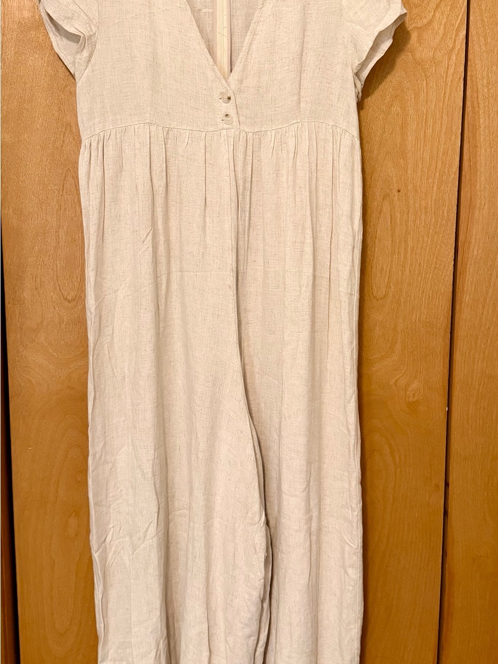 NATURAL LIFE Cream V-Neck Wide-Leg Jumpsuit
